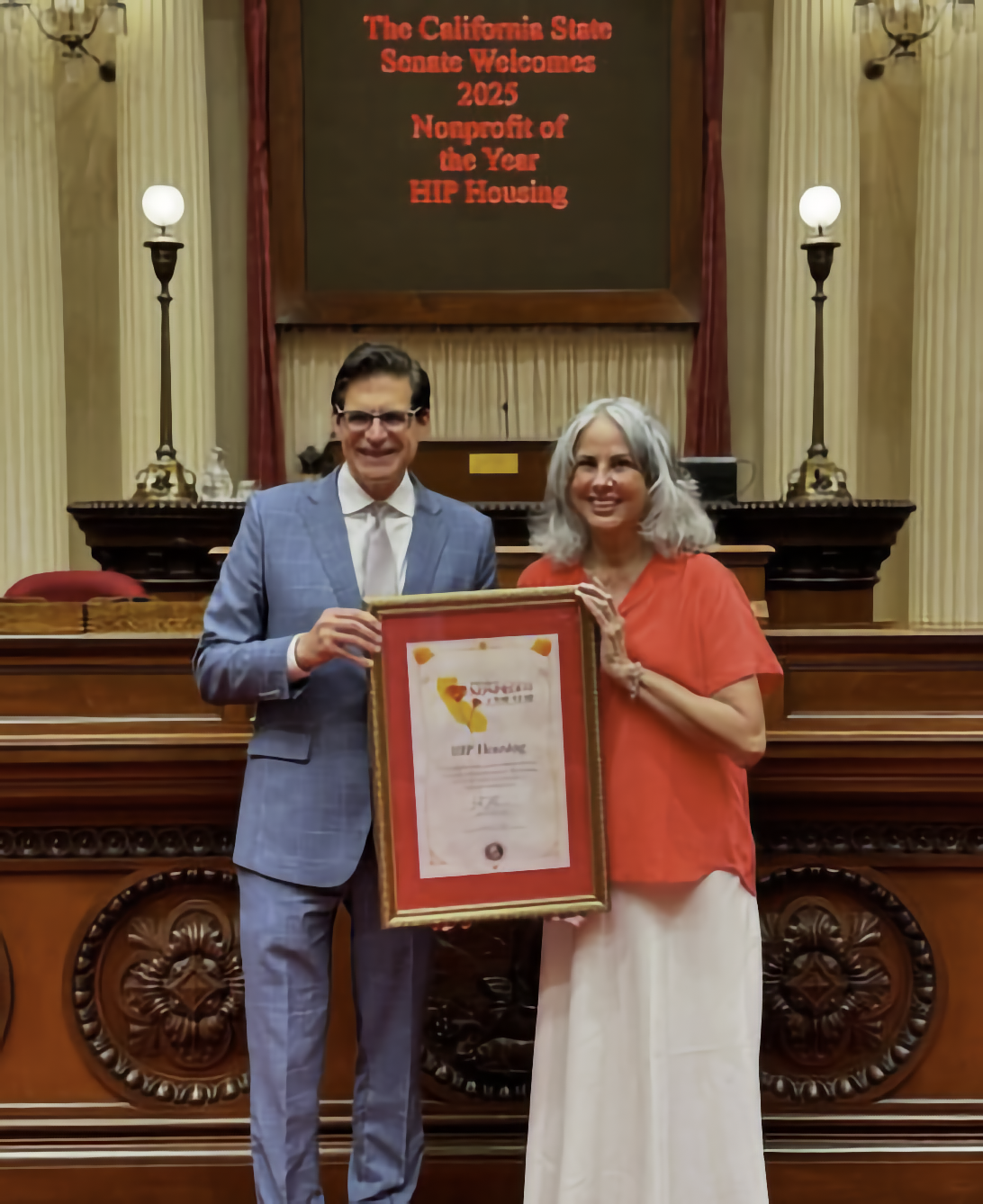 Kate Comfort Harr & Senator Josh Becker